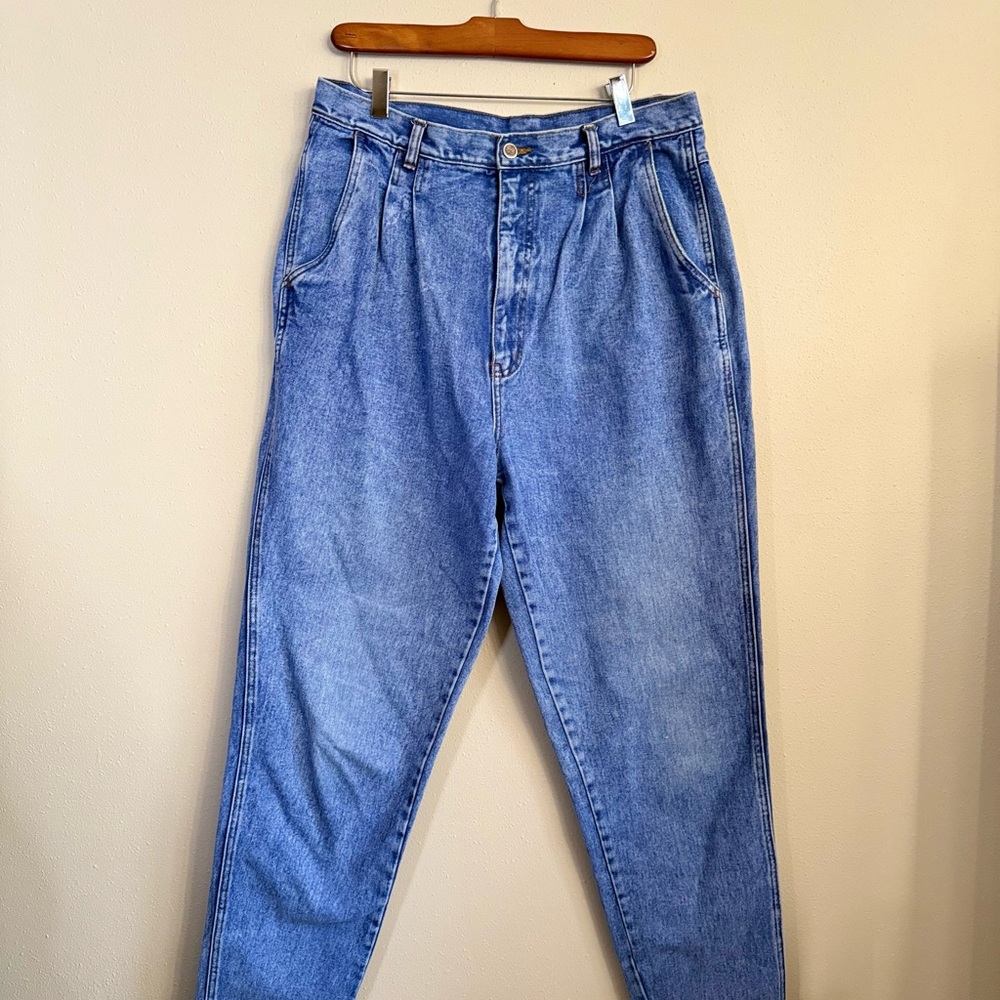 Vintage Bill Blass Mom Jeans 16L High Rise Pleated Tapered 90s Denim